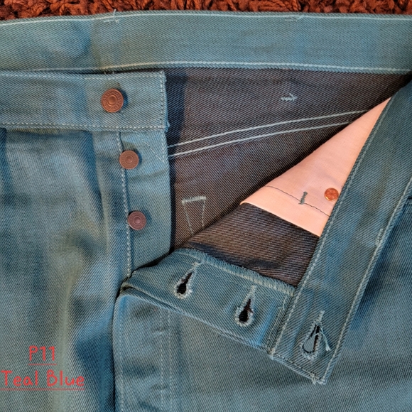 Levis 501*XX Button fly Jeans Teal/Blue Color W40 L32 - Picture 6 of 9